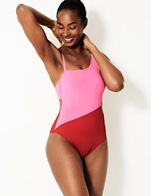 Colour Block Padded Bandeau Swimsuit