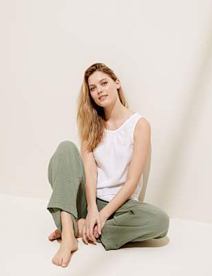 Pure Cotton Wide Leg Trousers