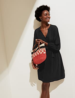 Pure Cotton Embroidered Mini Beach Dress