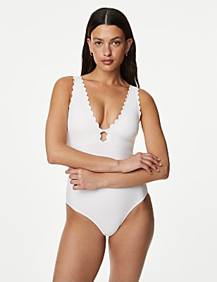 Padded Scallop Plunge Swimsuit