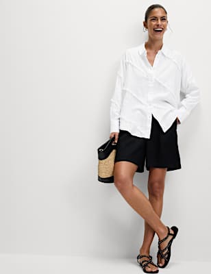 Linen Rich Relaxed Raw Edge Shirt