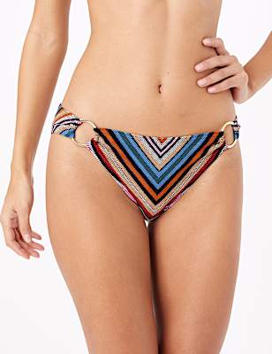 Chevron Printed Ring Hipster Bikini Bottoms