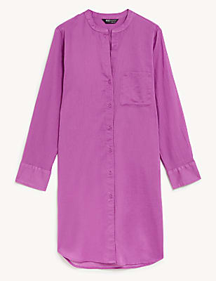 Pure Cotton Collarless Beach Cover Up Shirt