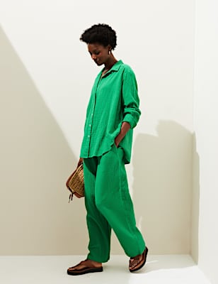 Pure Cotton Textured Beach Shirt