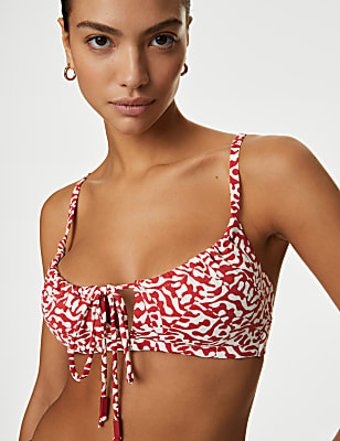 Printed Tie Front Bikini Top