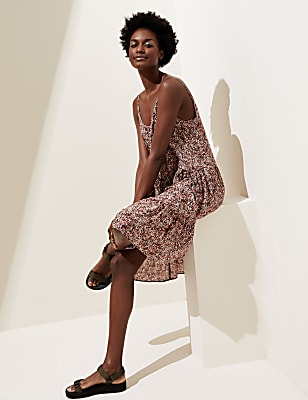 Printed Mini Swing Beach Dress