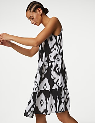 Printed Mini Swing Beach Dress