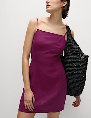 Linen Rich Mini Shift Dress