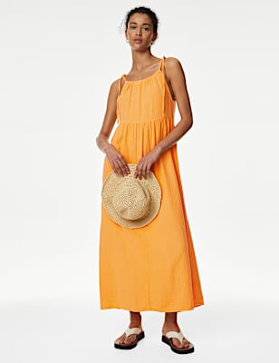 Pure Cotton Square Neck Midaxi Beach Dress