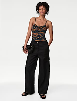 Printed Tie Front Swimsuit