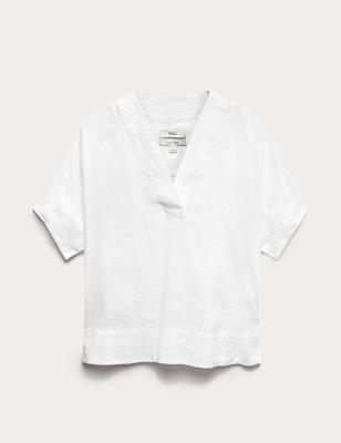 Pure Linen V-Neck Popover Top