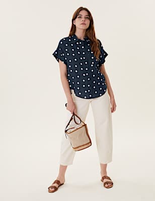 Pure Linen Polka Dot Shirt