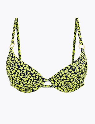 Mini Leaf Padded Wired Plunge Bikini Top