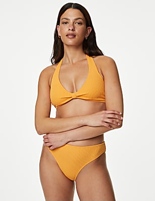 Textured Knot Front Bikini Top