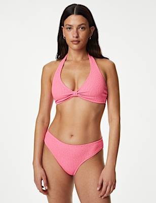 Textured Knot Front Bikini Top
