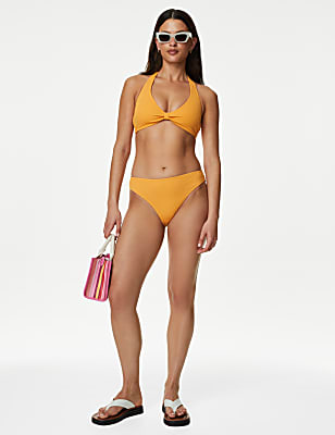 Textured High Leg Bikini Bottoms