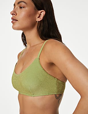 Padded Sparkle V-Neck Bikini Top