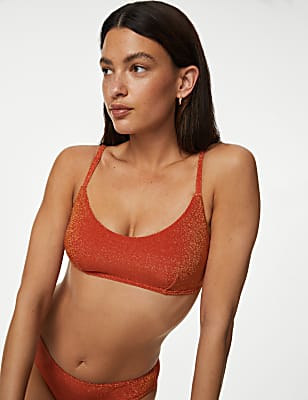 Padded Sparkle V-Neck Bikini Top