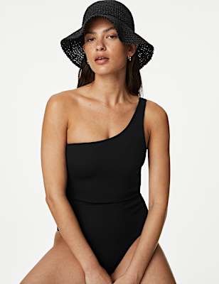 Textured One Shoulder Swimsuit