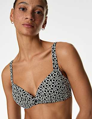 Printed Padded Plunge Bikini Top