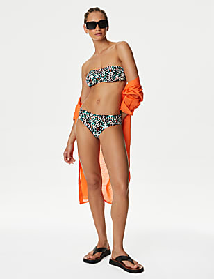 Printed Roll Top Bikini Bottoms