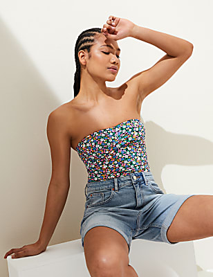 Tummy Control Printed Bandeau Swimsuit