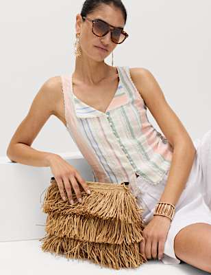 Linen Rich Lace Insert Corset Top