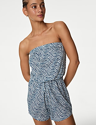 Jersey Printed Drawstring Playsuit