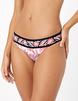 Floral Print Tanga Bikini Bottoms