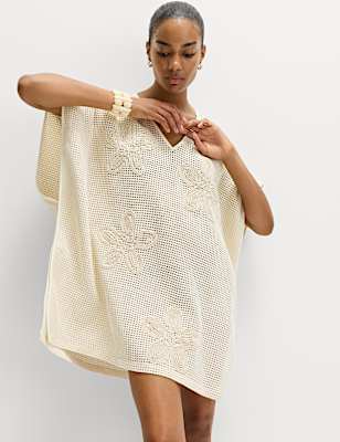 Pure Cotton Floral Detail Mini Kaftan