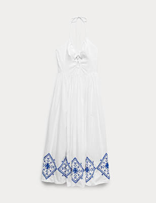 Cutout Embroidered Midaxi Beach Dress