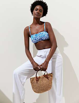 Printed Padded Bandeau Bikini Top