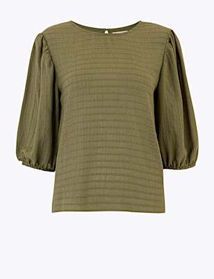 Striped Short Sleeve Blouse