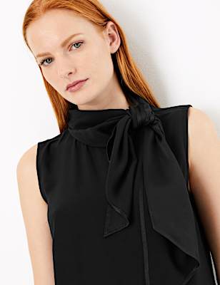 Scarf Neckline Sleeveless Shell Top