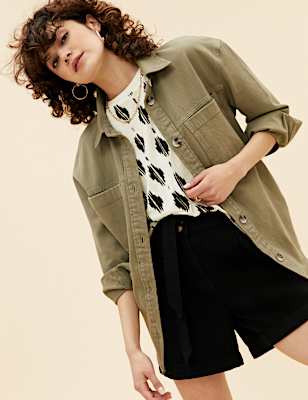 Linen Blend Geometric Short Sleeve T-Shirt