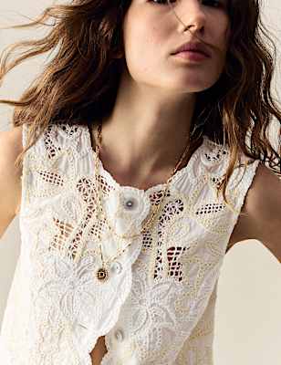 Pure Cotton Broderie Waistcoat