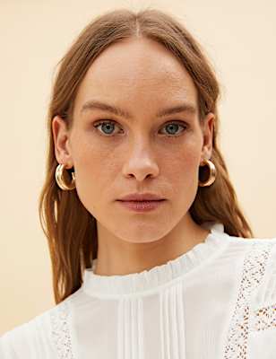 Frill Neck Lace Insert Blouse