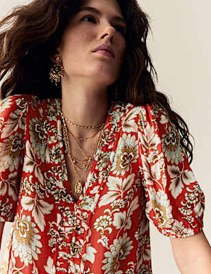 Printed Gathered Blouse