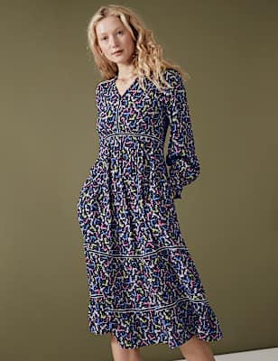 Floral V-Neck Midi Tiered Dress