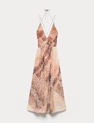 Paisley V-Neck Midaxi Skater Dress