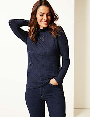 Checked Roll Neck Jumper