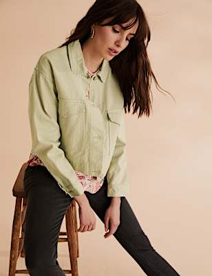 Denim Cropped Trucker Jacket