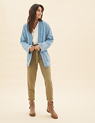 Denim Belted Longline Kimono