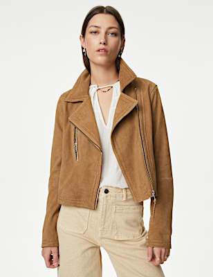 Suede Collared Biker Jacket