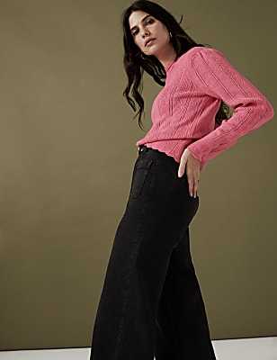 Pointelle Fitted Jumper with Wool