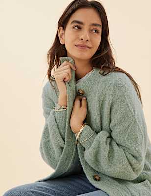 Cable Knit Longline Cardigan with Wool