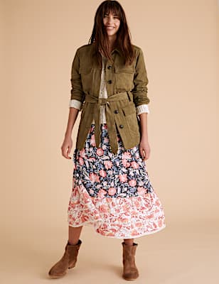 Floral Tiered Midaxi A-Line Skirt