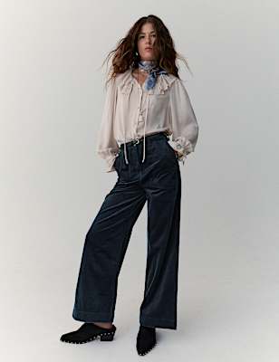 Pure Cotton Cord Wide Leg Trousers
