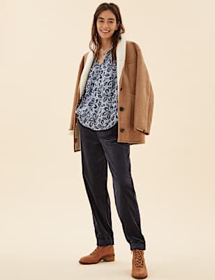 Cotton Rich Corduroy Ankle Grazer Trousers