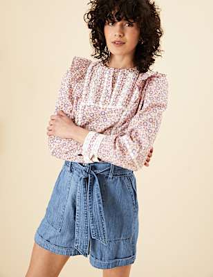 Denim High Waisted Shorts